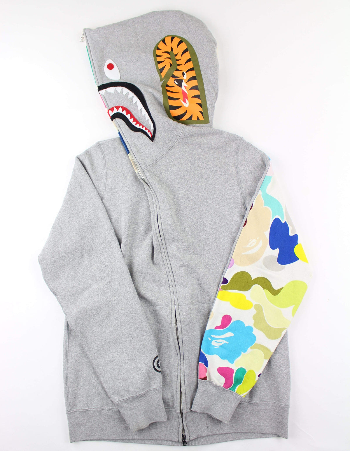 Bape Multi Camo Half Shark Hoodie Grey - SaruGeneral