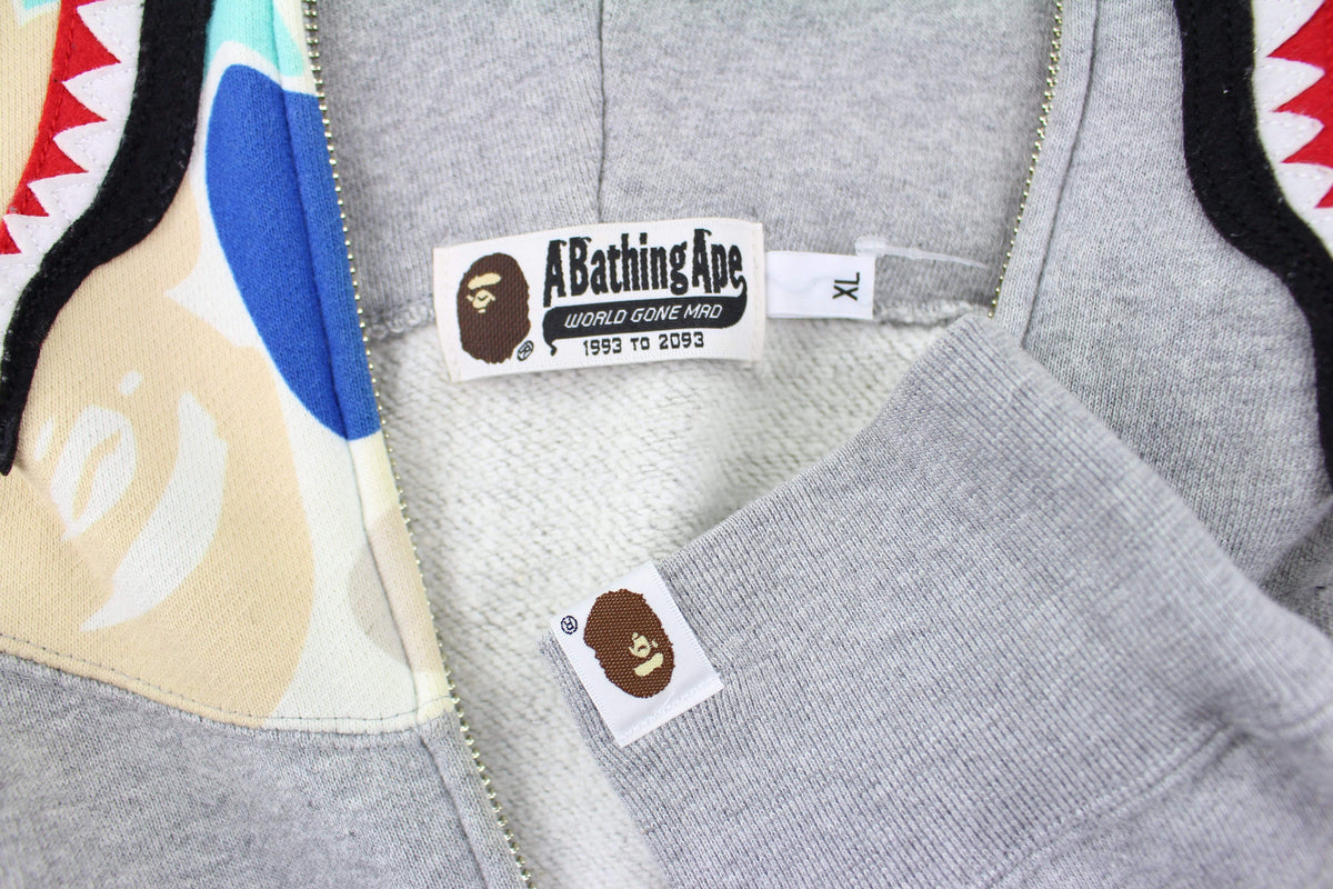 Bape Multi Camo Half Shark Hoodie Grey - SaruGeneral