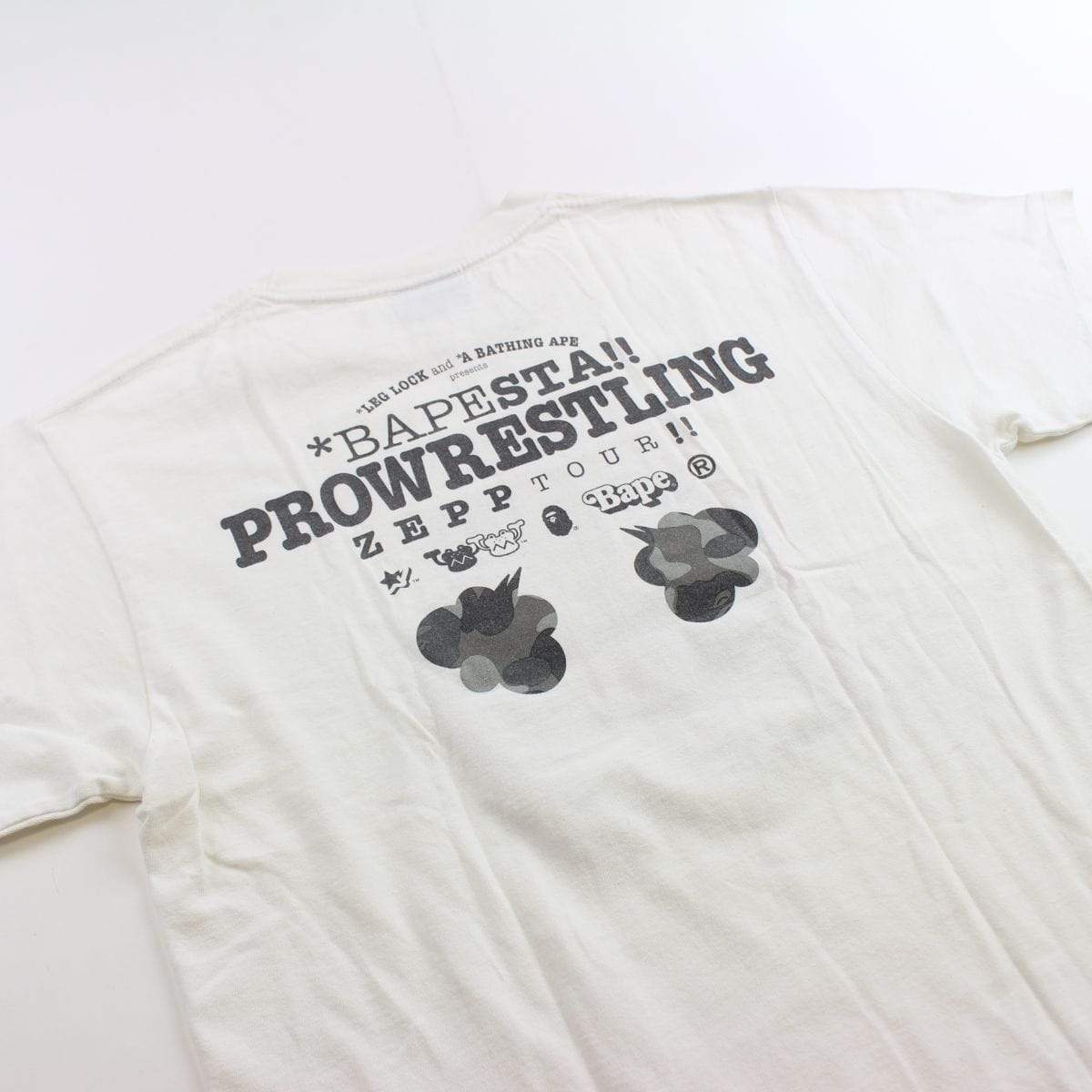 bape red camo pro wrestling tee white - SaruGeneral