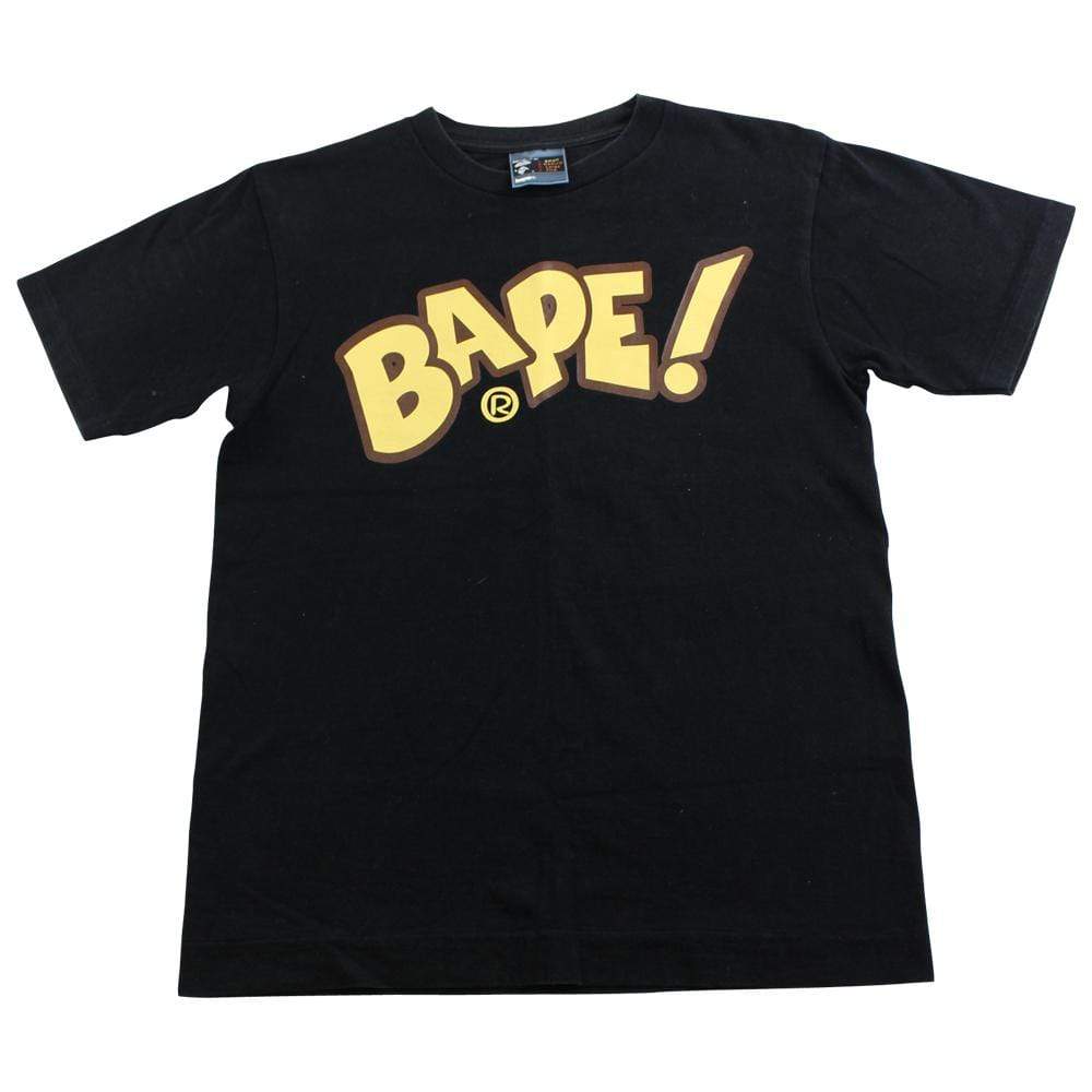 bape! tan text tee black - SaruGeneral