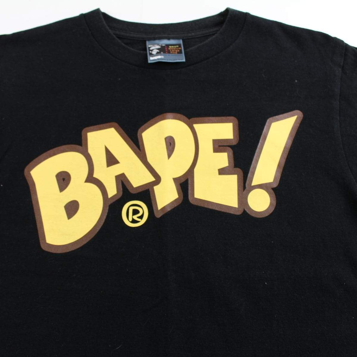 bape! tan text tee black - SaruGeneral