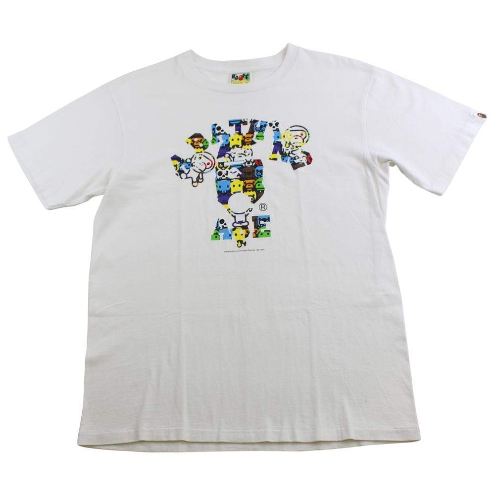 bape baby milo characters college logo tee white - SaruGeneral