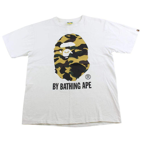 T-shirt Bape 1st jaune camouflage avec logo Big Ape blanc