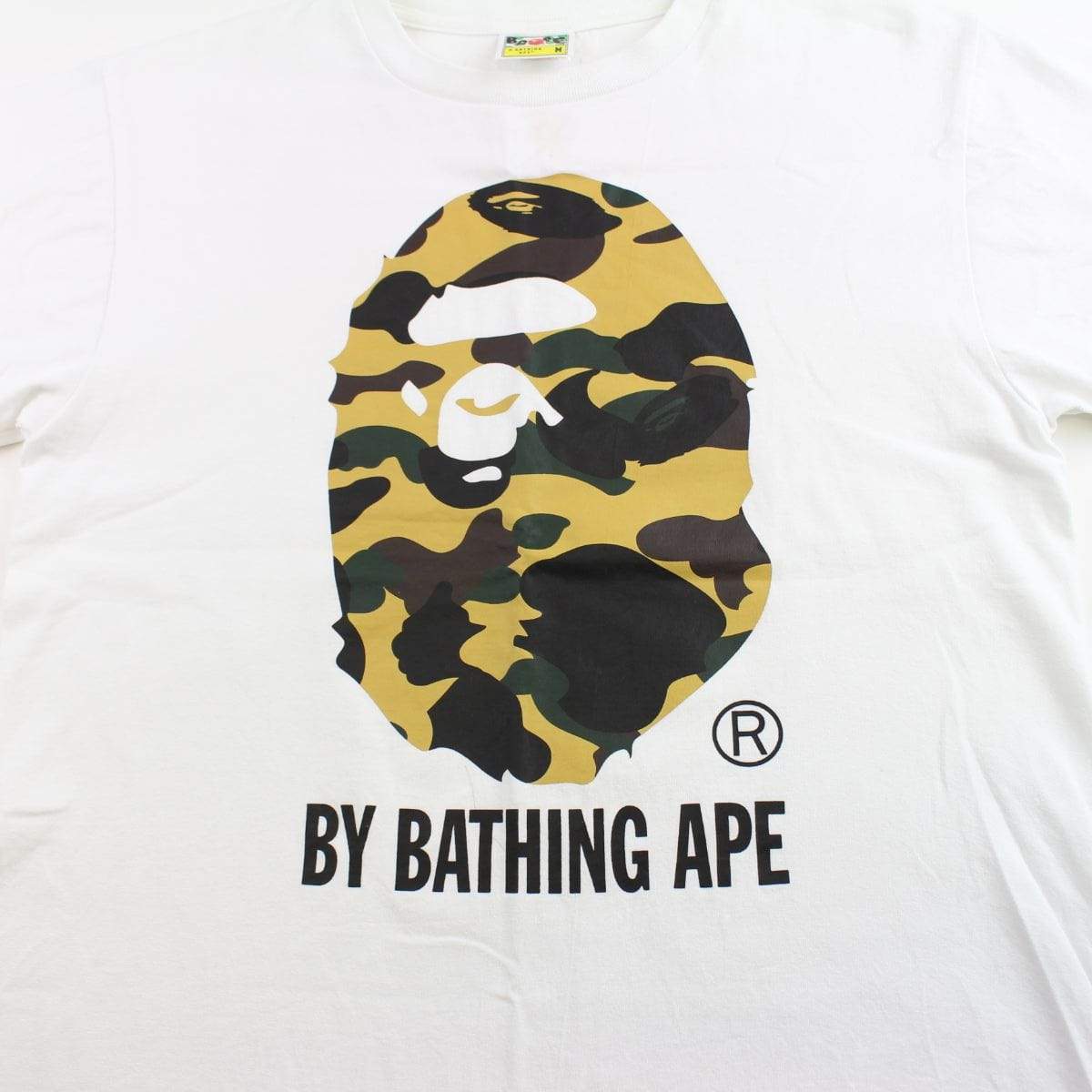 bape 1st yellow camo big ape logo tee white - SaruGeneral