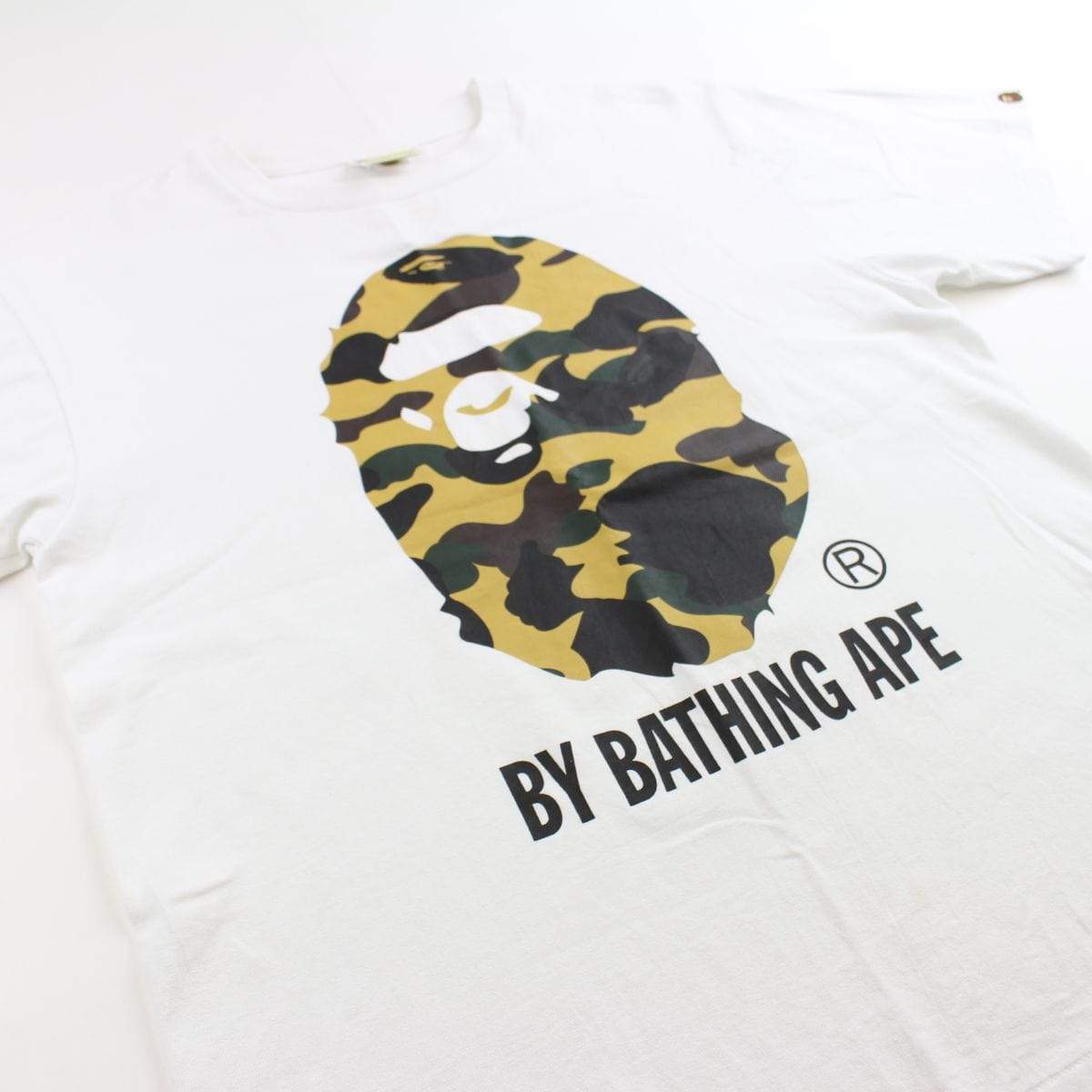 bape 1st yellow camo big ape logo tee white - SaruGeneral