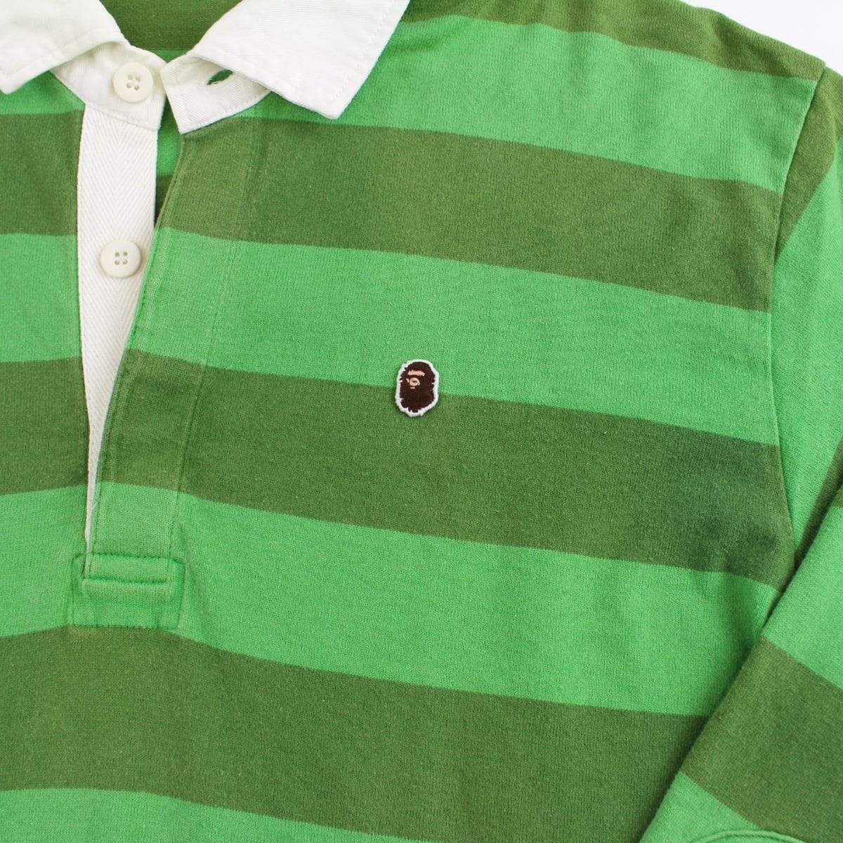 bape green stripe polo ls - SaruGeneral