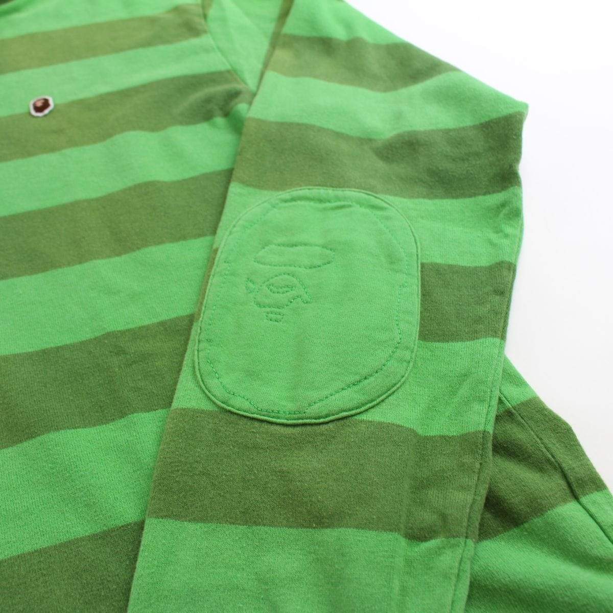 bape green stripe polo ls - SaruGeneral