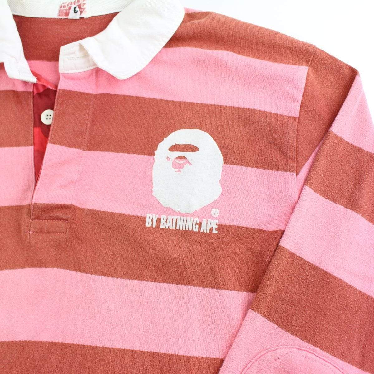 bape pink stripe rugby ls - SaruGeneral