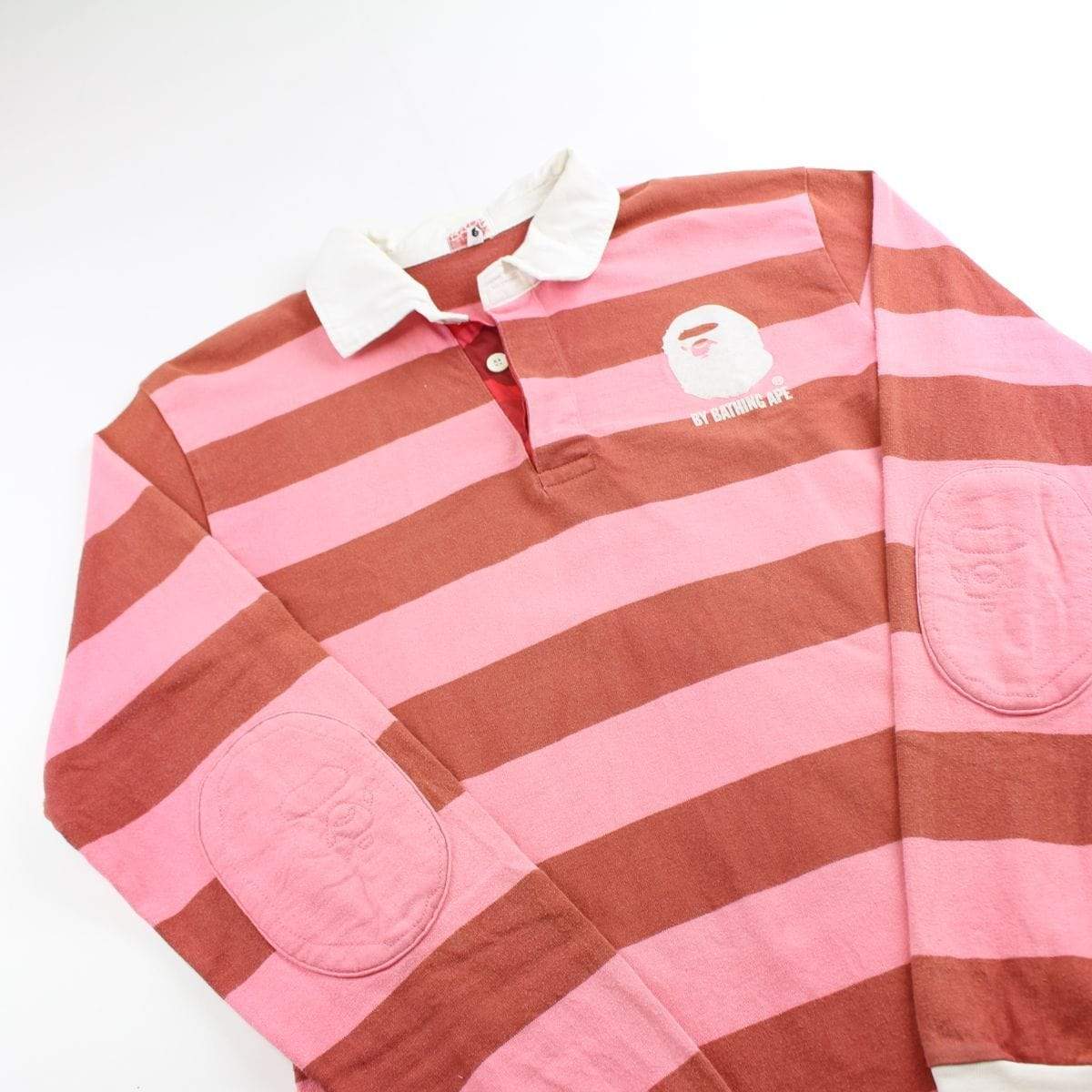 bape pink stripe rugby ls - SaruGeneral
