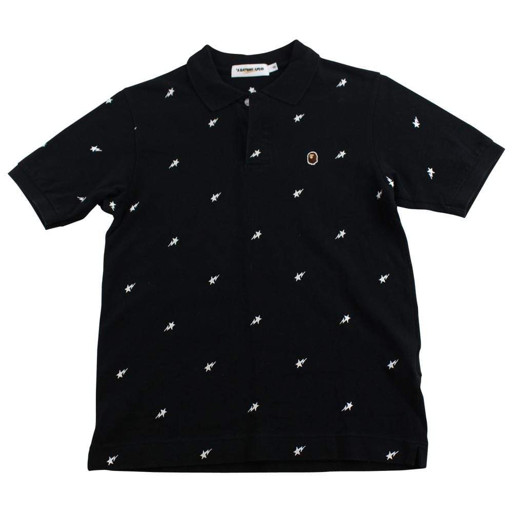 bape bapesta polo allover black - SaruGeneral