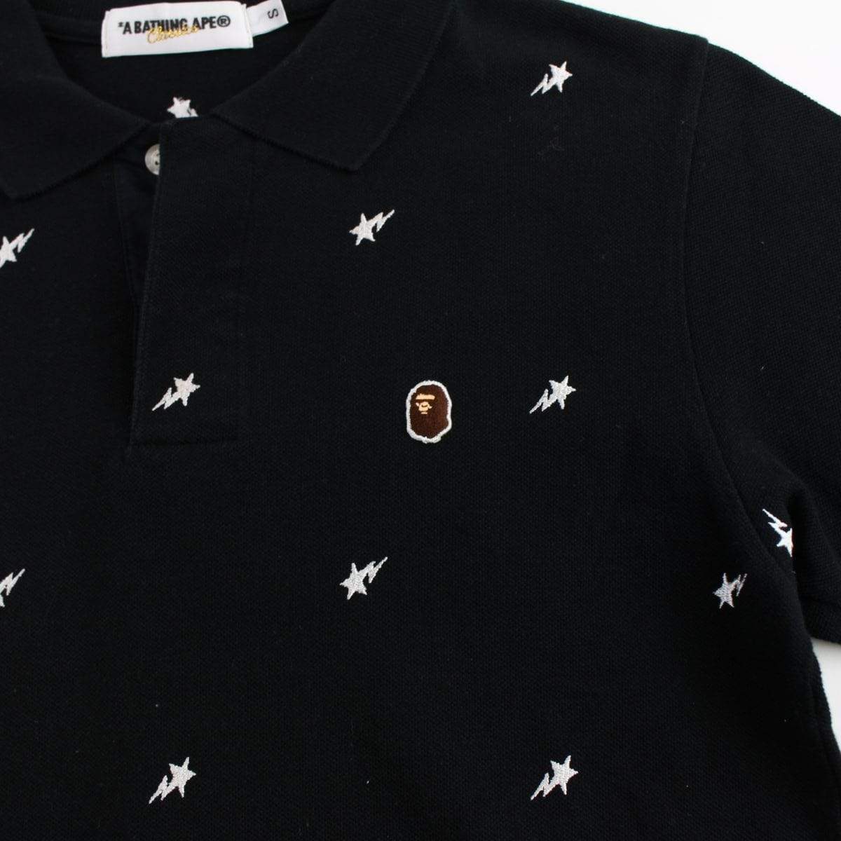 bape bapesta polo allover black - SaruGeneral