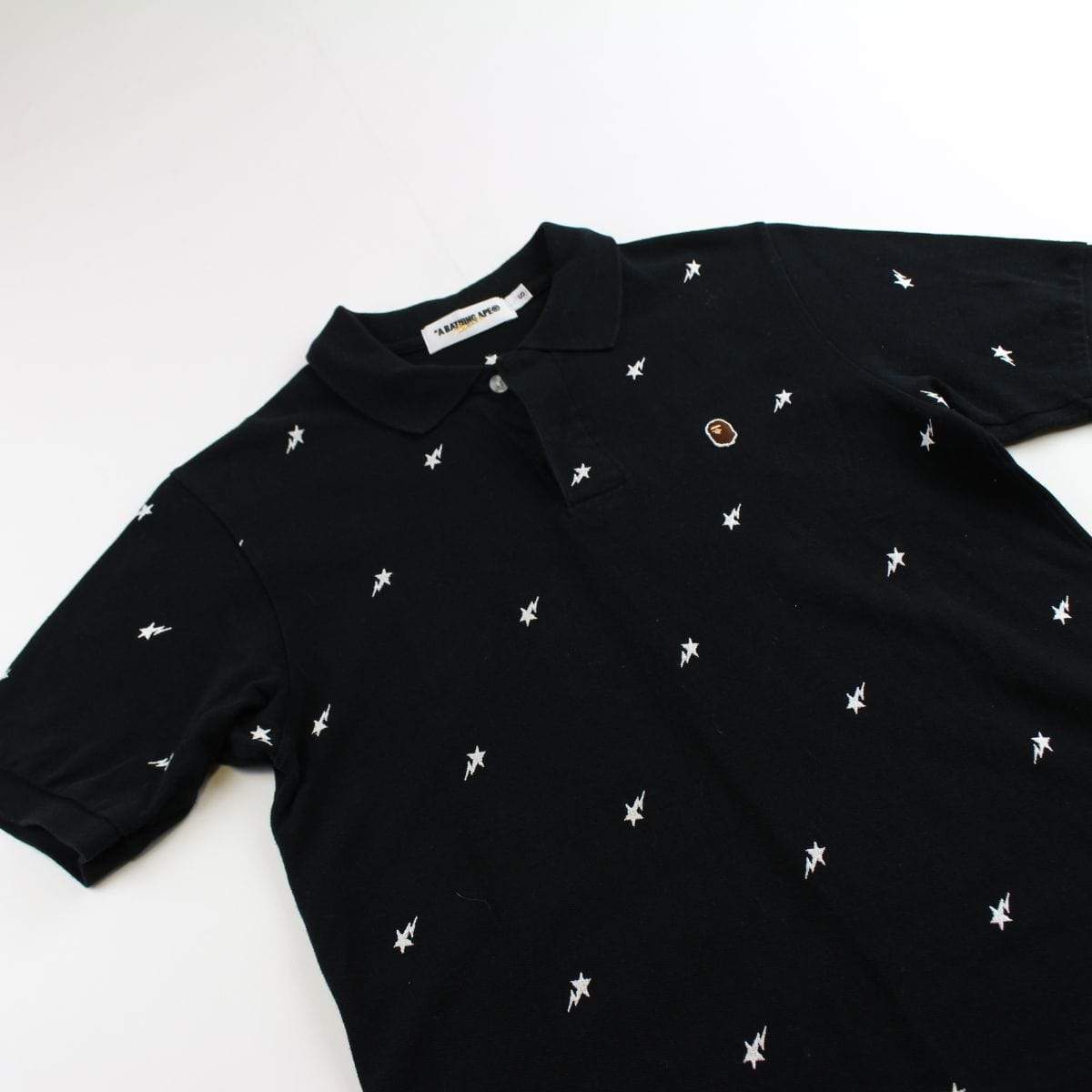 bape bapesta polo allover black - SaruGeneral