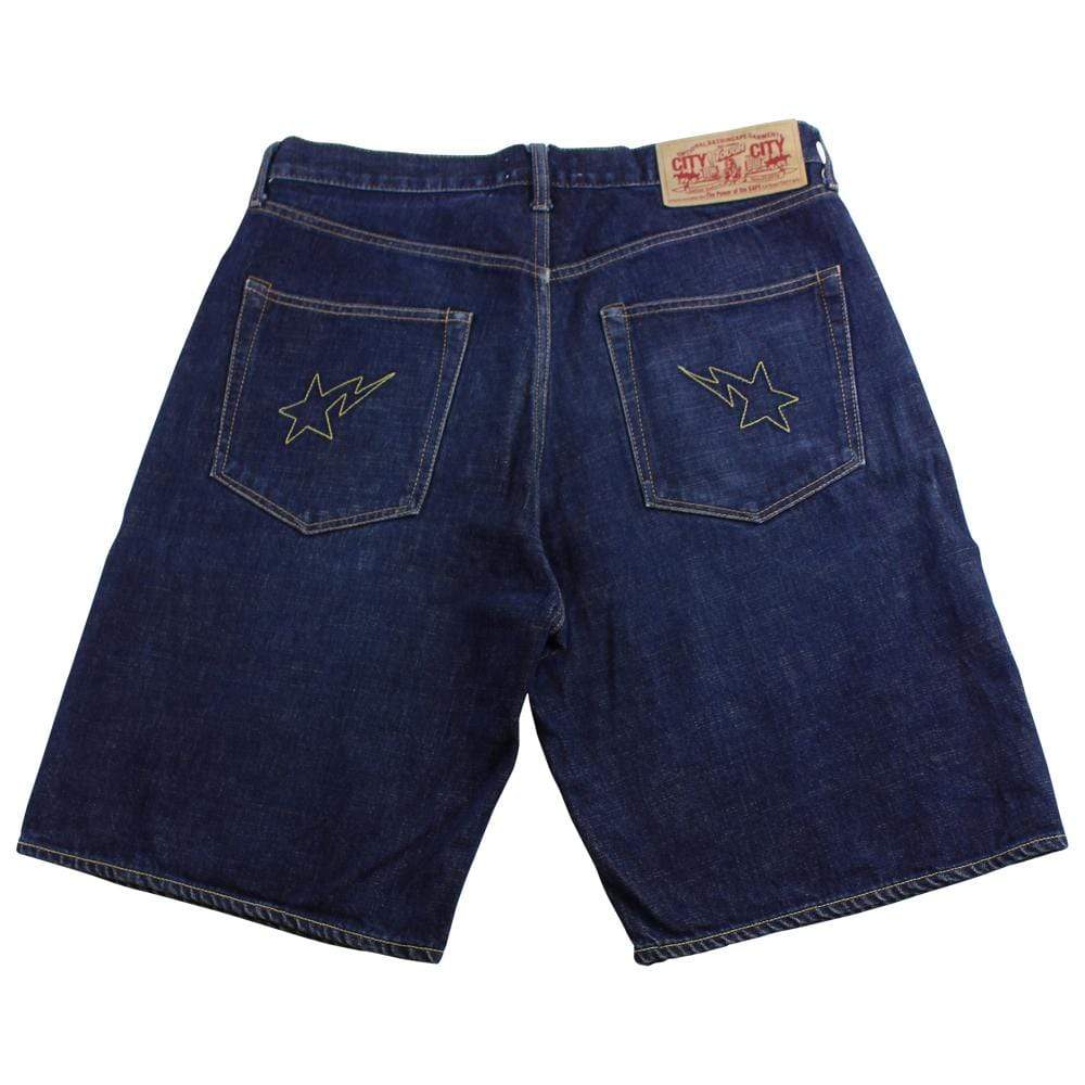 bape denim bapesta jean shorts - SaruGeneral