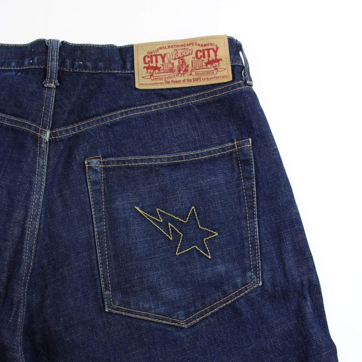 bape denim bapesta jean shorts - SaruGeneral