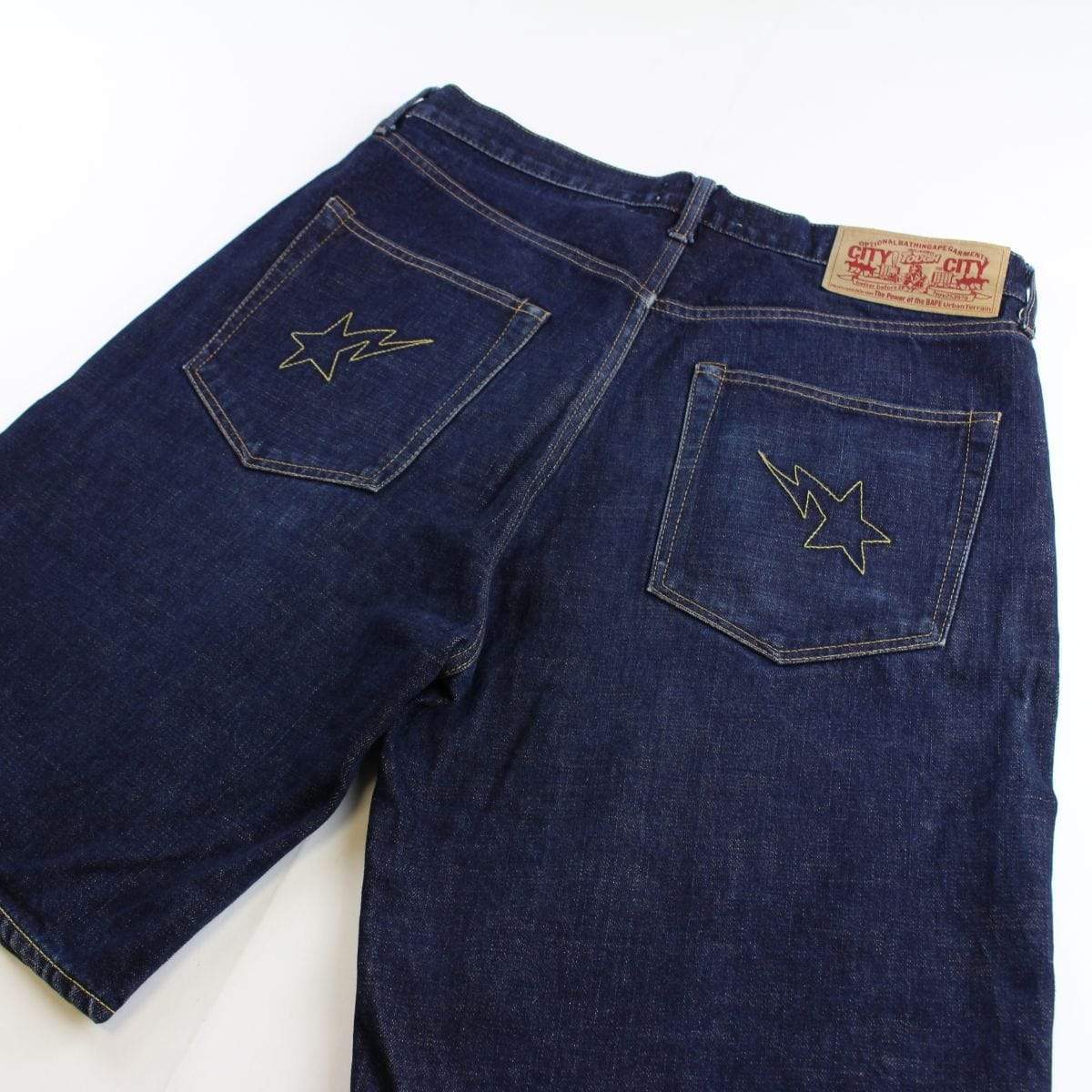 bape denim bapesta jean shorts - SaruGeneral
