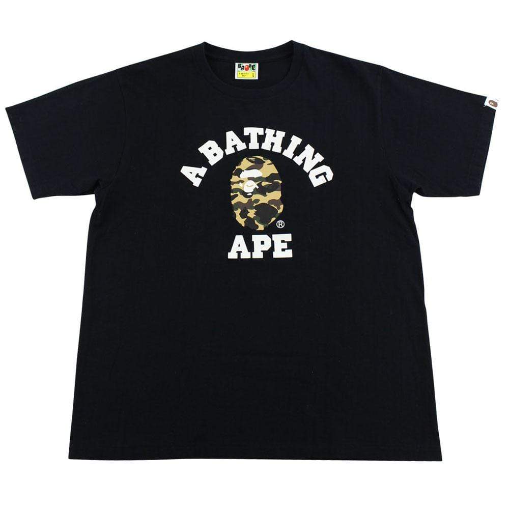 Bape 1st Yellow Camo College Logo Tee Black - SaruGeneral
