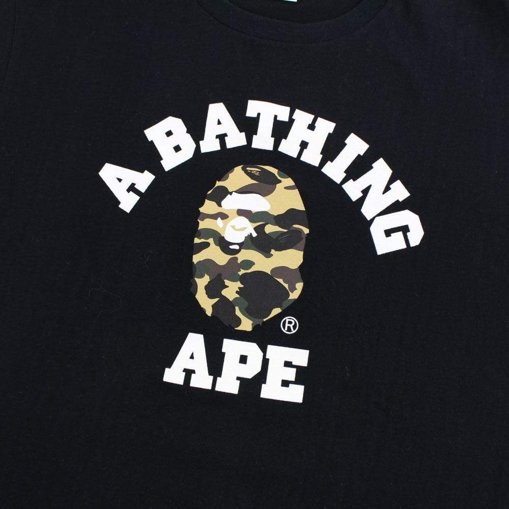 Bape 1st Yellow Camo College Logo Tee Black - SaruGeneral