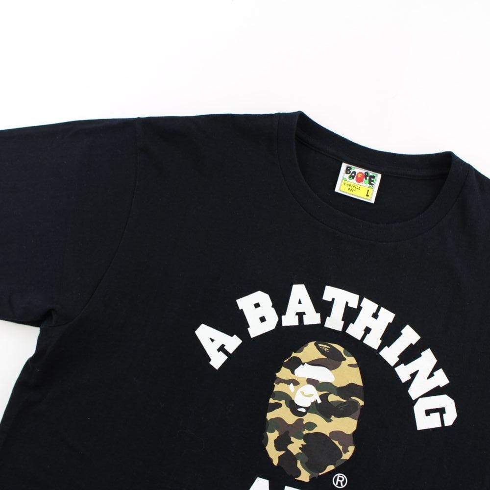 Bape 1st Yellow Camo College Logo Tee Black - SaruGeneral