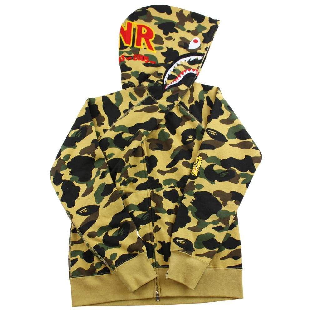 Bape 1st yellow camo PONR shark hoodie - SaruGeneral