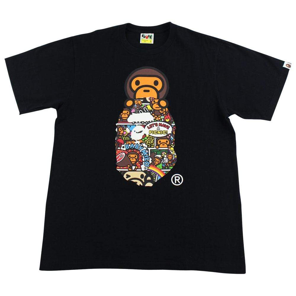 Bape Big Ape Milo Lets Have a Picnic Tee Black - SaruGeneral