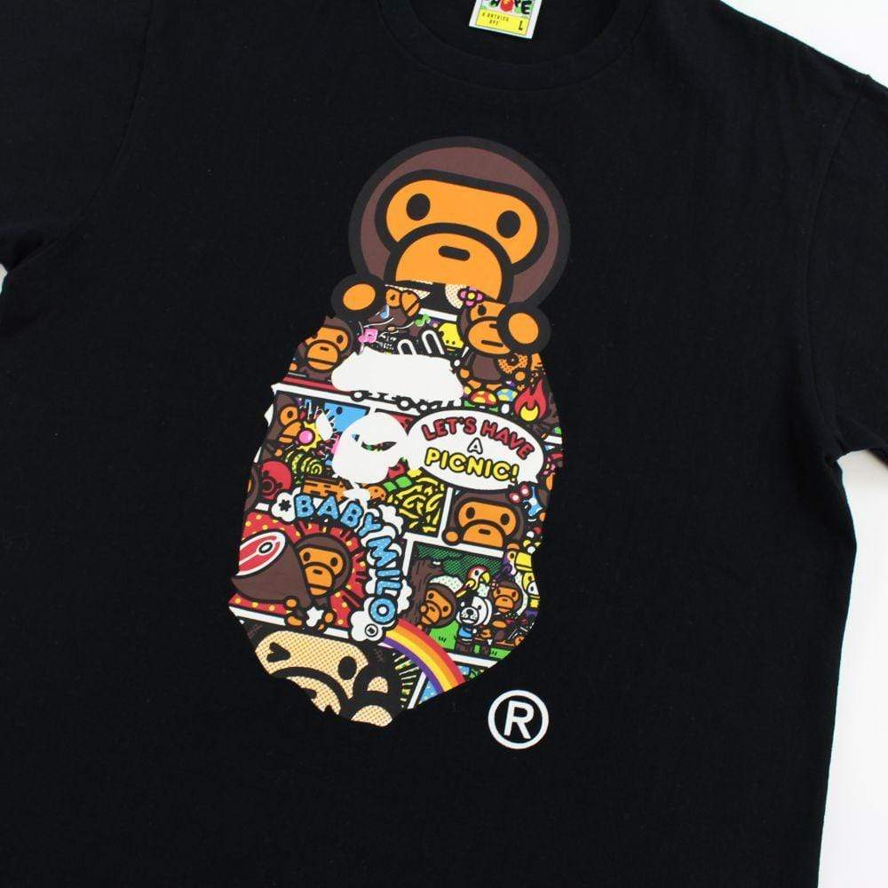 Bape Big Ape Milo Lets Have a Picnic Tee Black - SaruGeneral