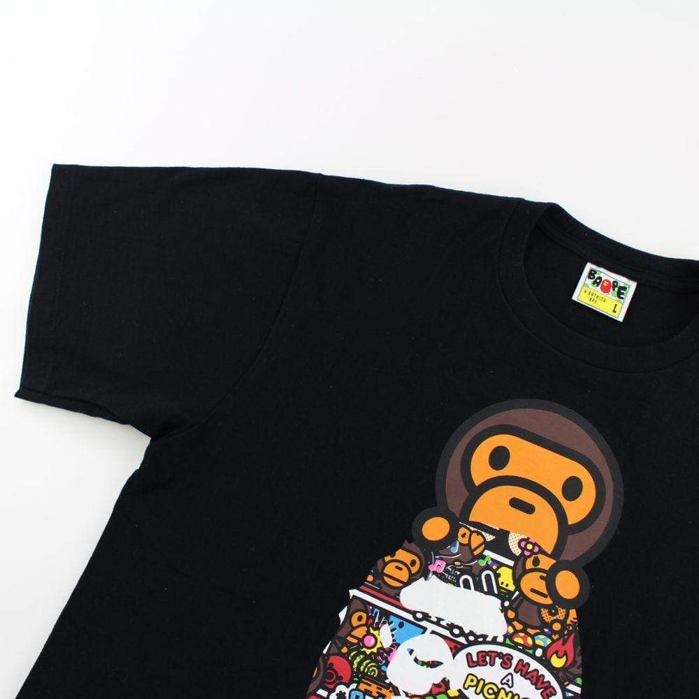 Bape Big Ape Milo Lets Have a Picnic Tee Black - SaruGeneral