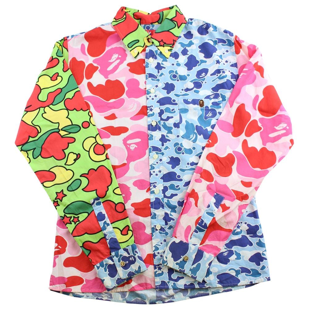 bape psyche abc pink blue camo shirt - SaruGeneral