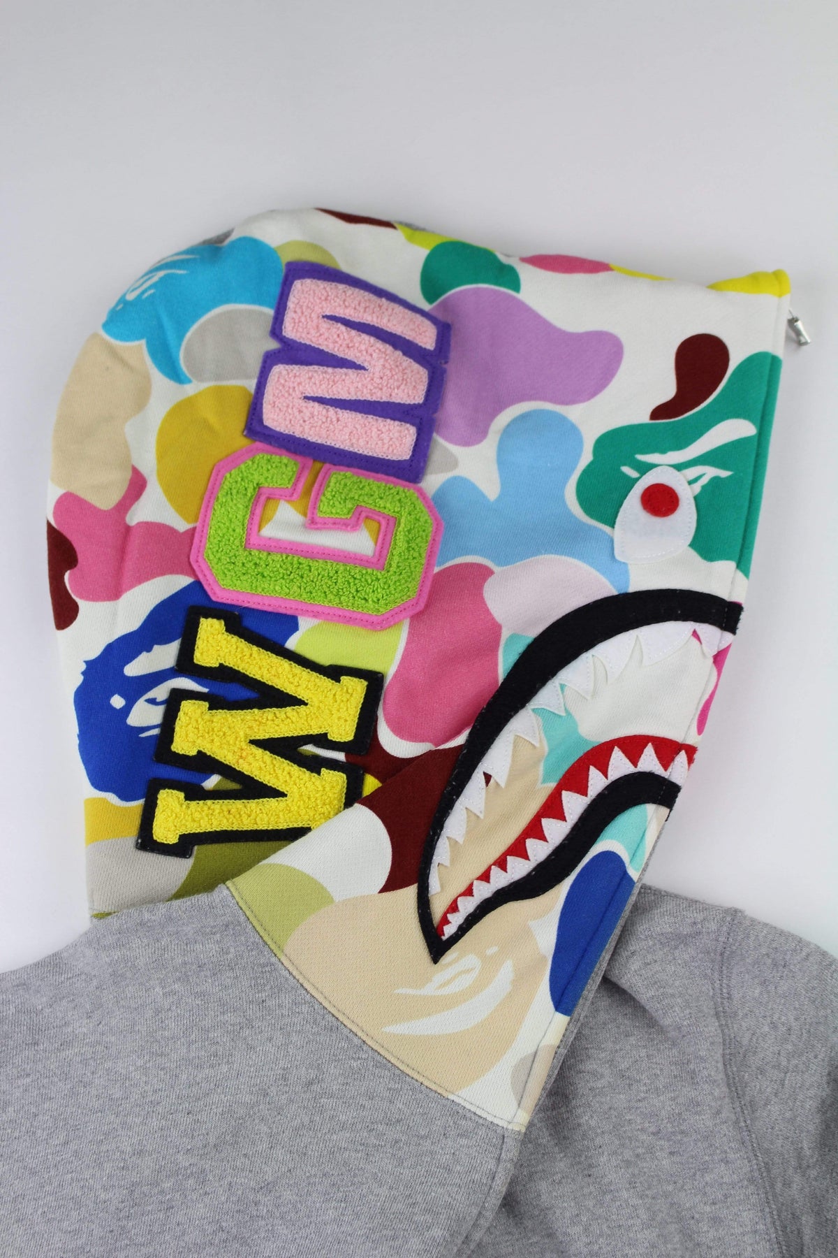 Bape Multi Camo Half Shark Hoodie Grey - SaruGeneral