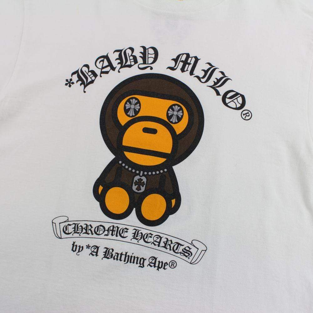 Bape x Chrome Hearts Baby Milo Tee White - SaruGeneral