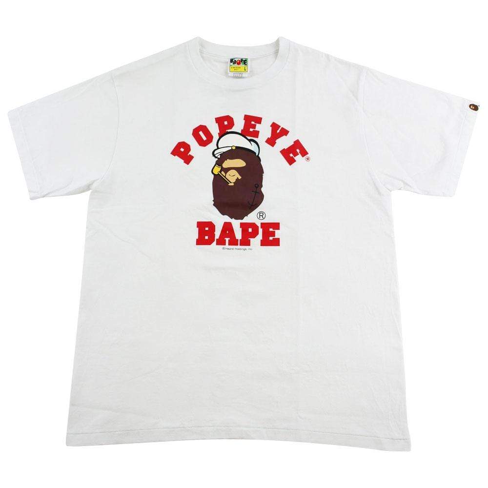 Bape x Popeye College Logo Tee White - SaruGeneral