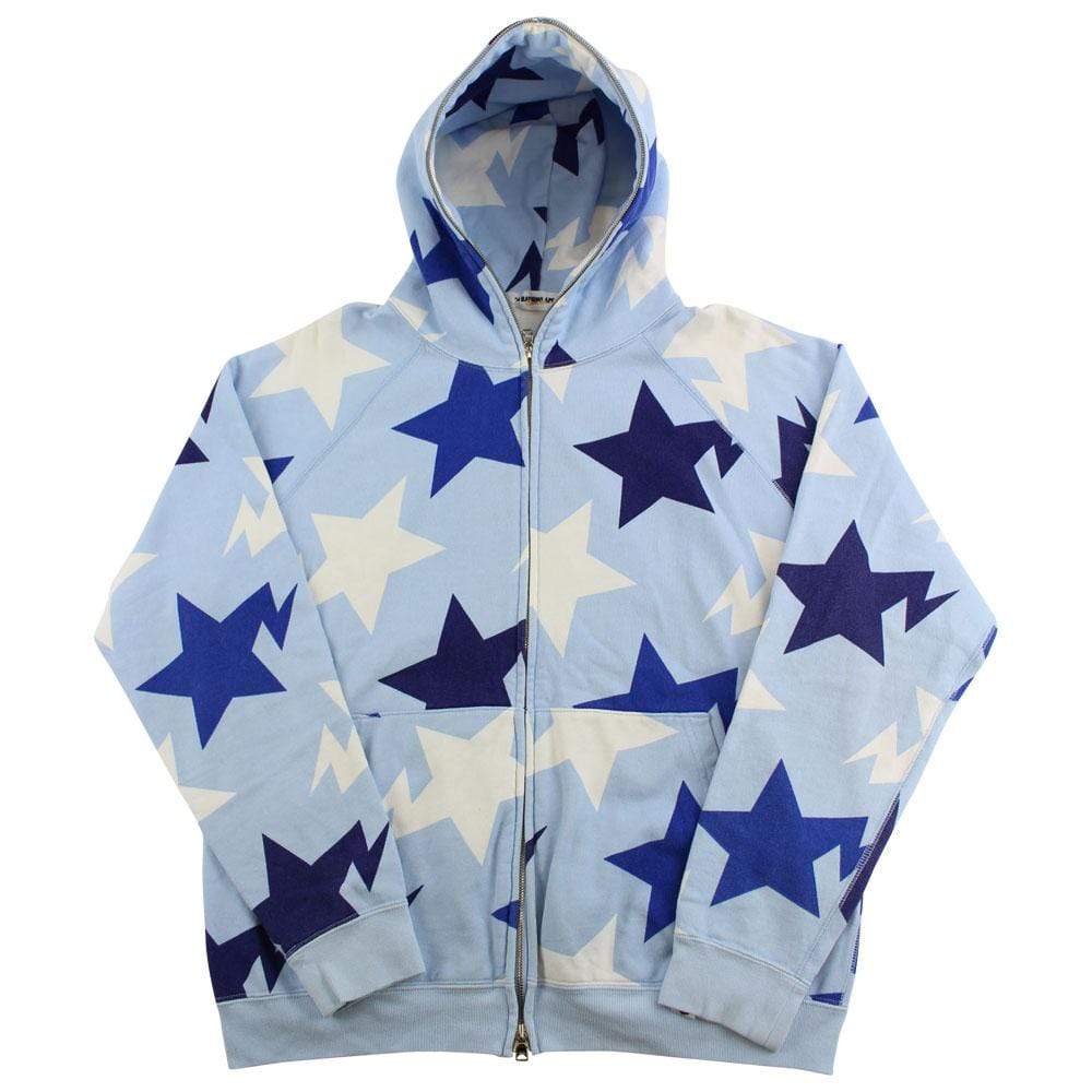 Bape Bapesta All Over Print Hoodie Baby Blue - SaruGeneral