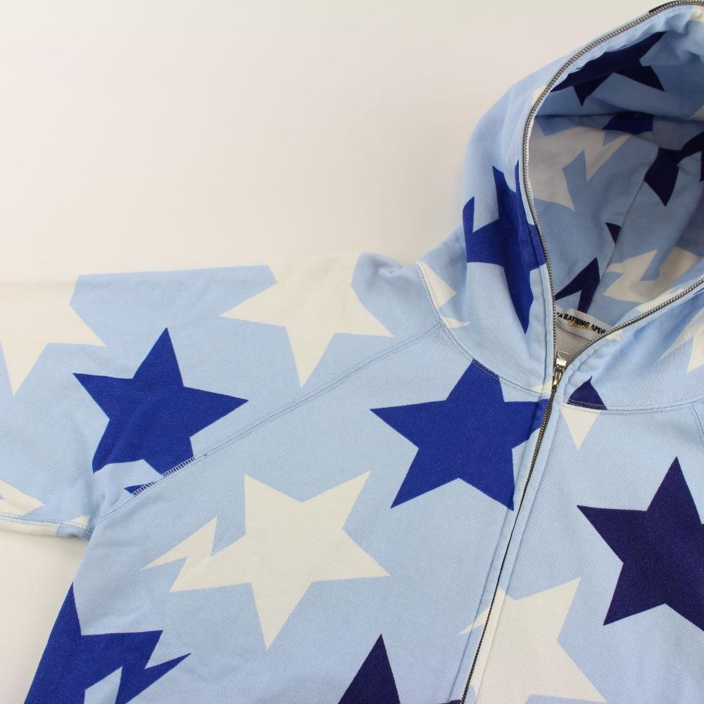 Bape Bapesta All Over Print Hoodie Baby Blue - SaruGeneral