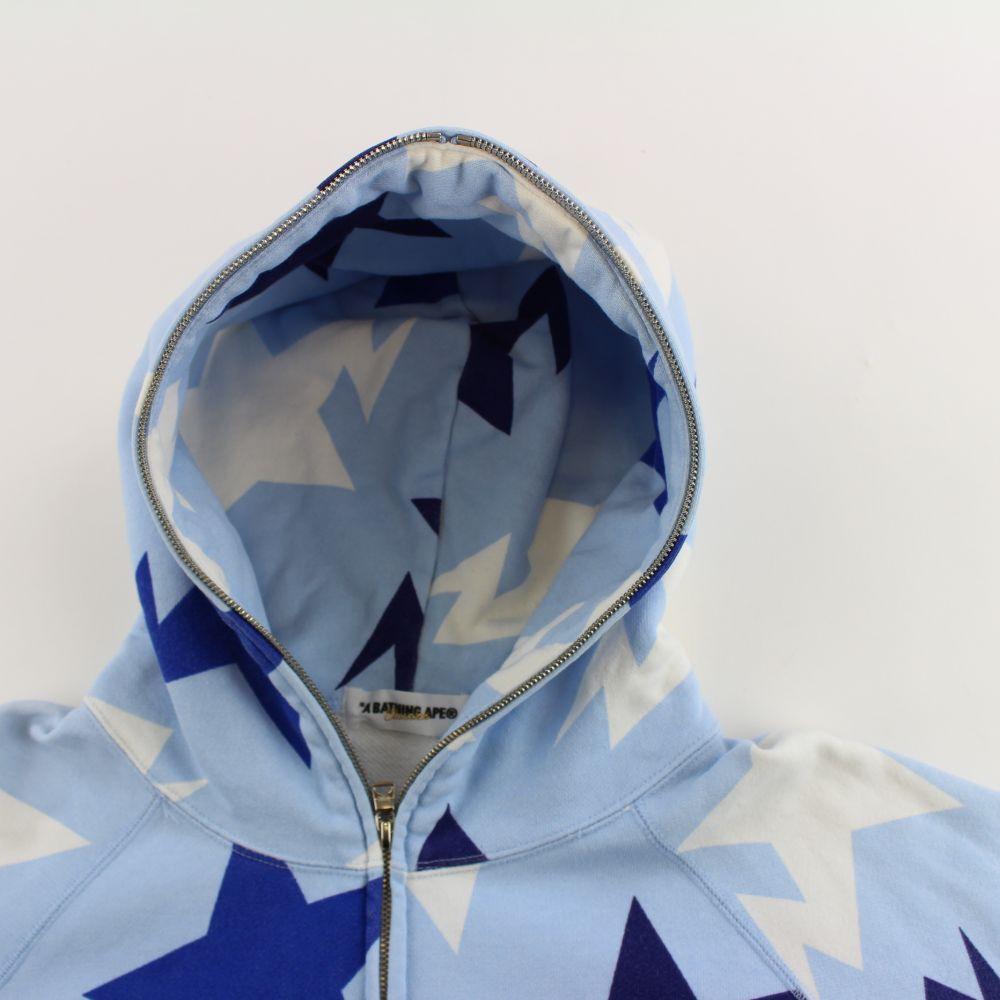 Bape Bapesta All Over Print Hoodie Baby Blue - SaruGeneral