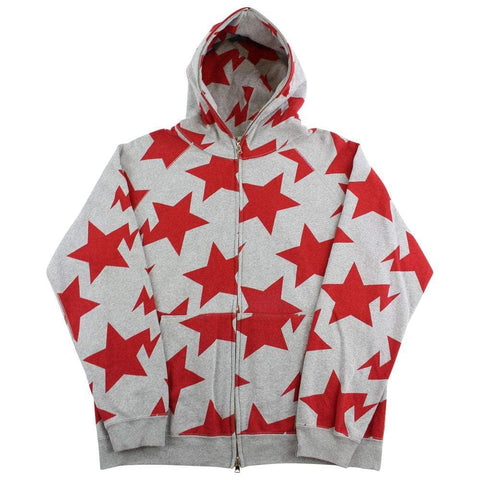 Sweat à capuche Bape Bapesta All Over Red Print Gris
