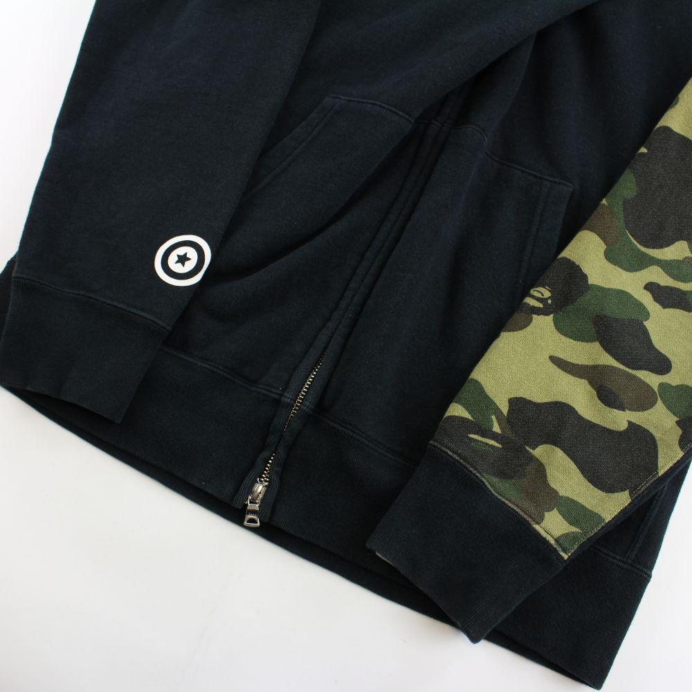 Bape 1st Green Camo Shark Hoodie Black - SaruGeneral