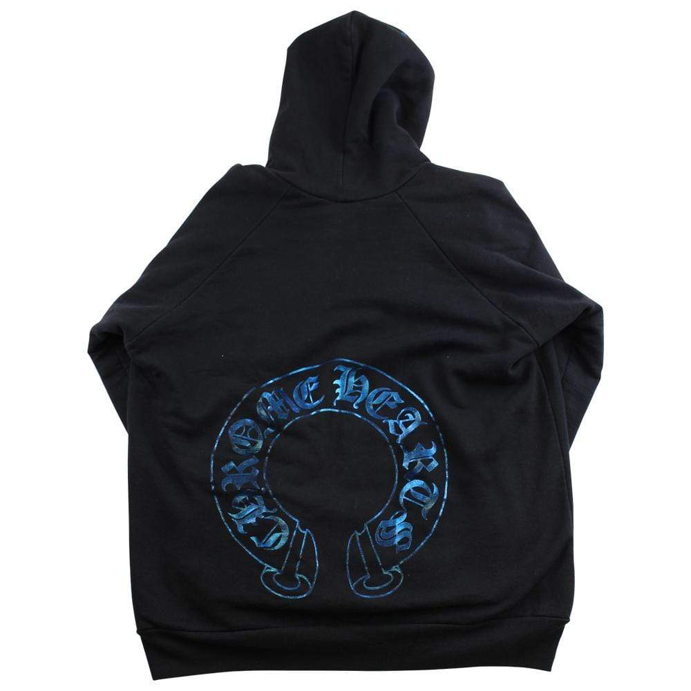 chrome hearts blue horseshoe hoodie black - SaruGeneral