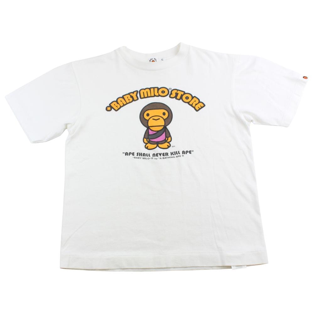 bape baby milo pink generals logo tee white - SaruGeneral