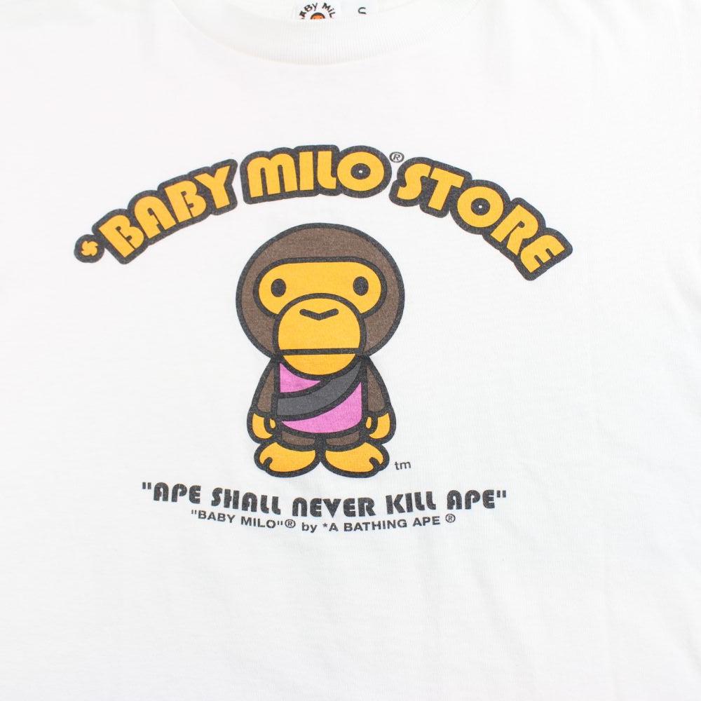 bape baby milo pink generals logo tee white - SaruGeneral