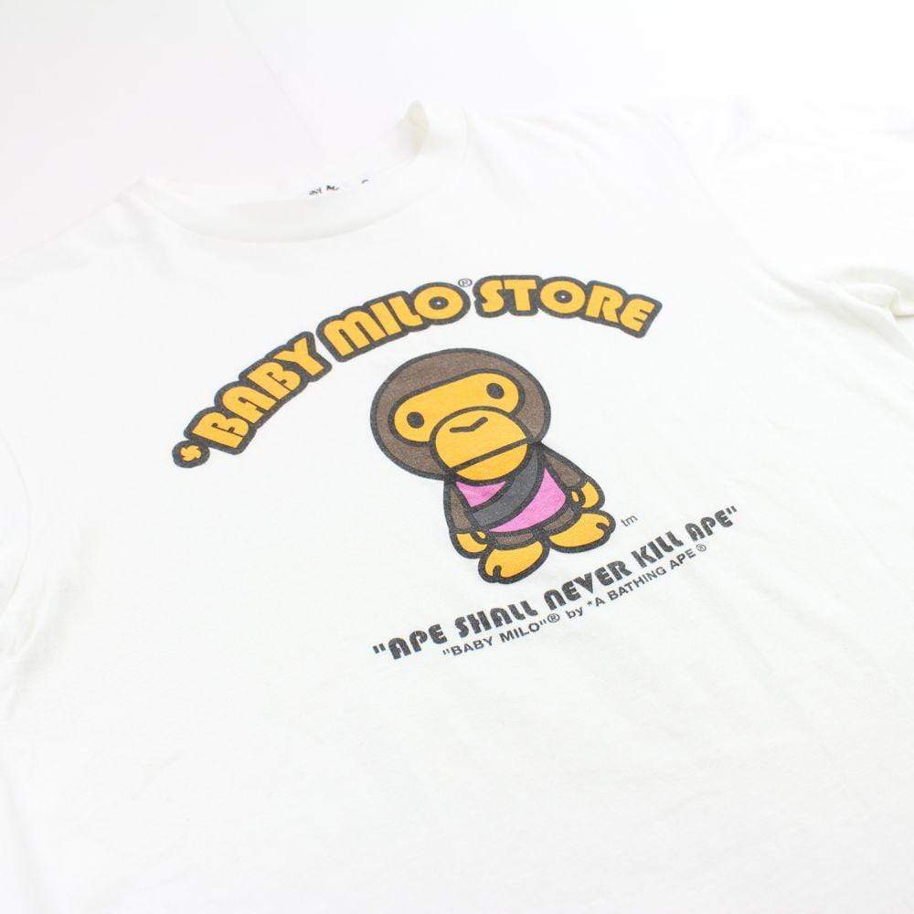 bape baby milo pink generals logo tee white - SaruGeneral