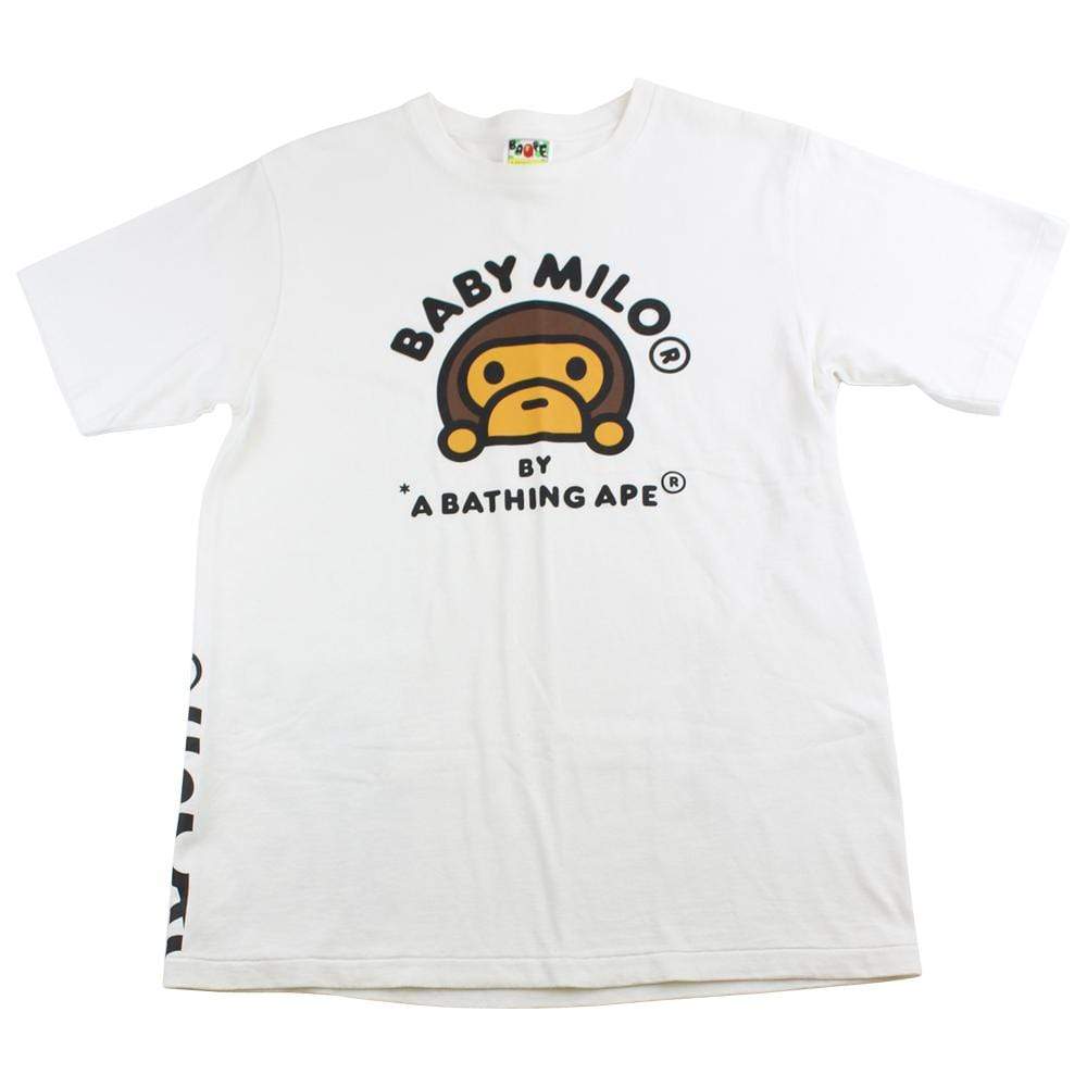 Bape baby milo peeking logo tee white - SaruGeneral
