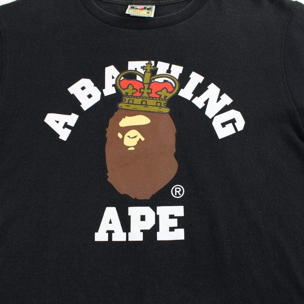 bape original crown college logo tee black - SaruGeneral