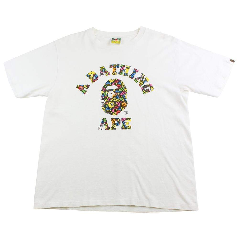 bape multi banana college logo tee white - SaruGeneral