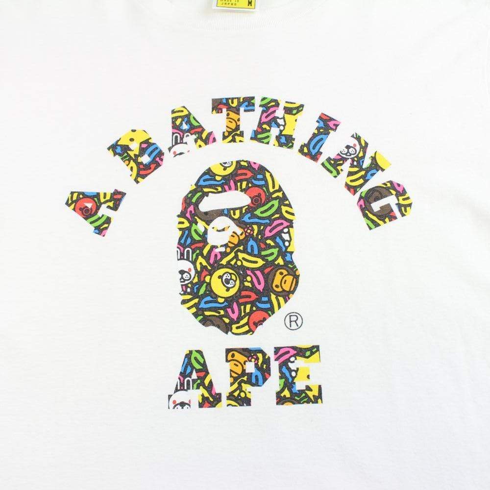 bape multi banana college logo tee white - SaruGeneral