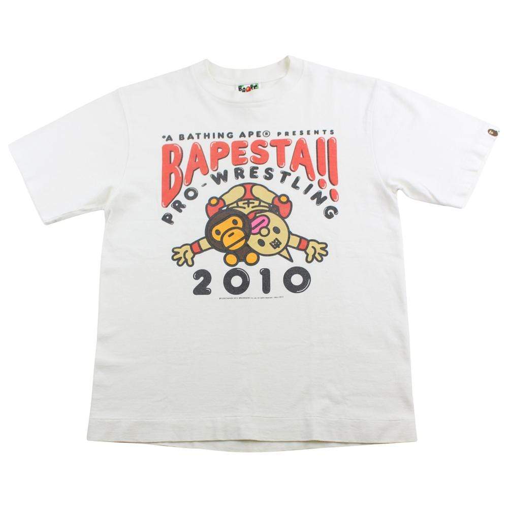 Bape Pro Wrestling Logo Tee White - SaruGeneral