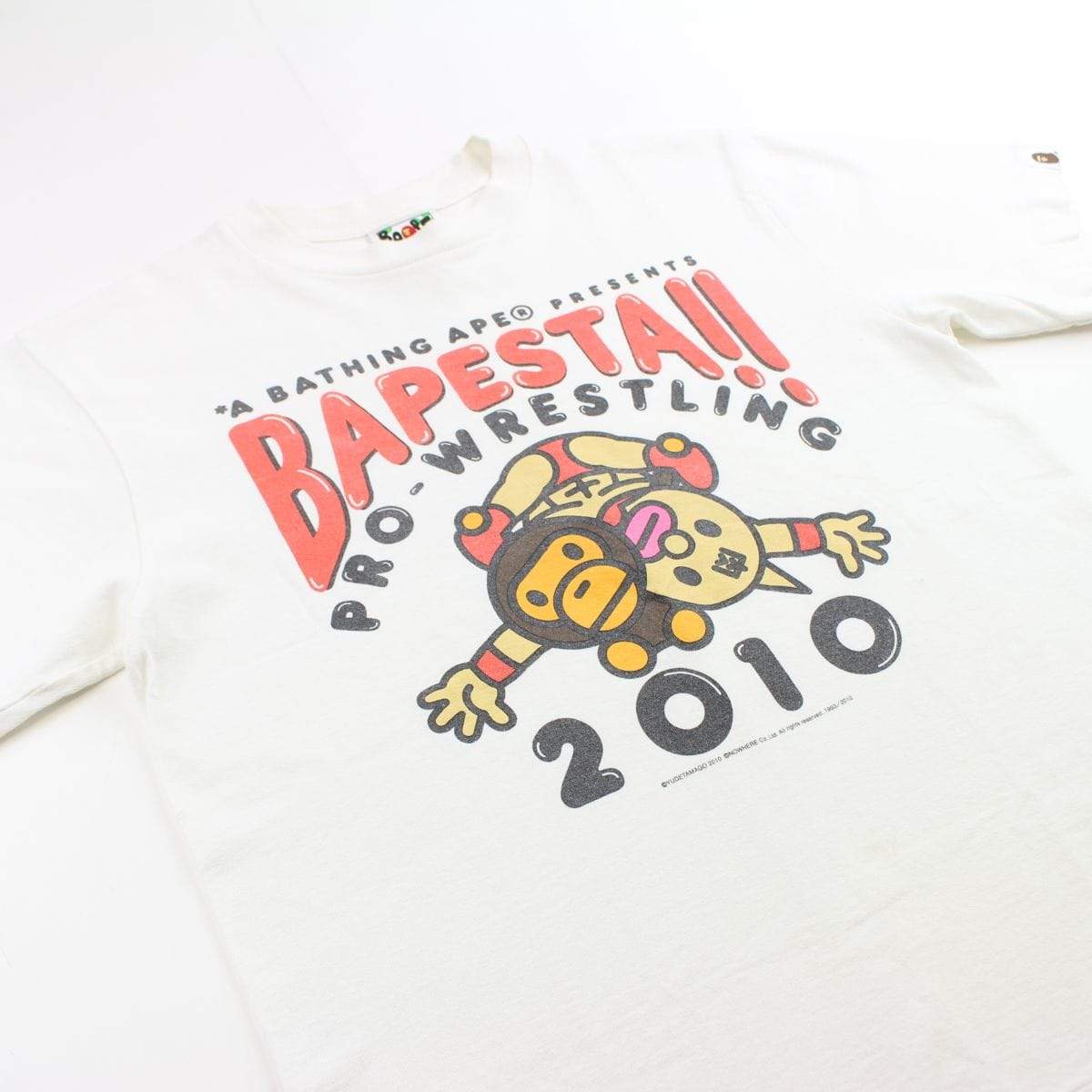 Bape Pro Wrestling Logo Tee White - SaruGeneral