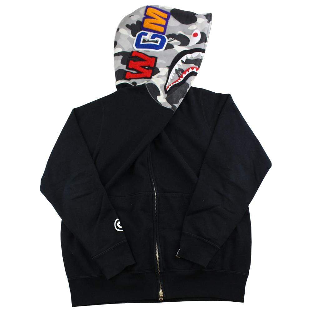 Bape Grey Camo Shark Hoodie Black - SaruGeneral