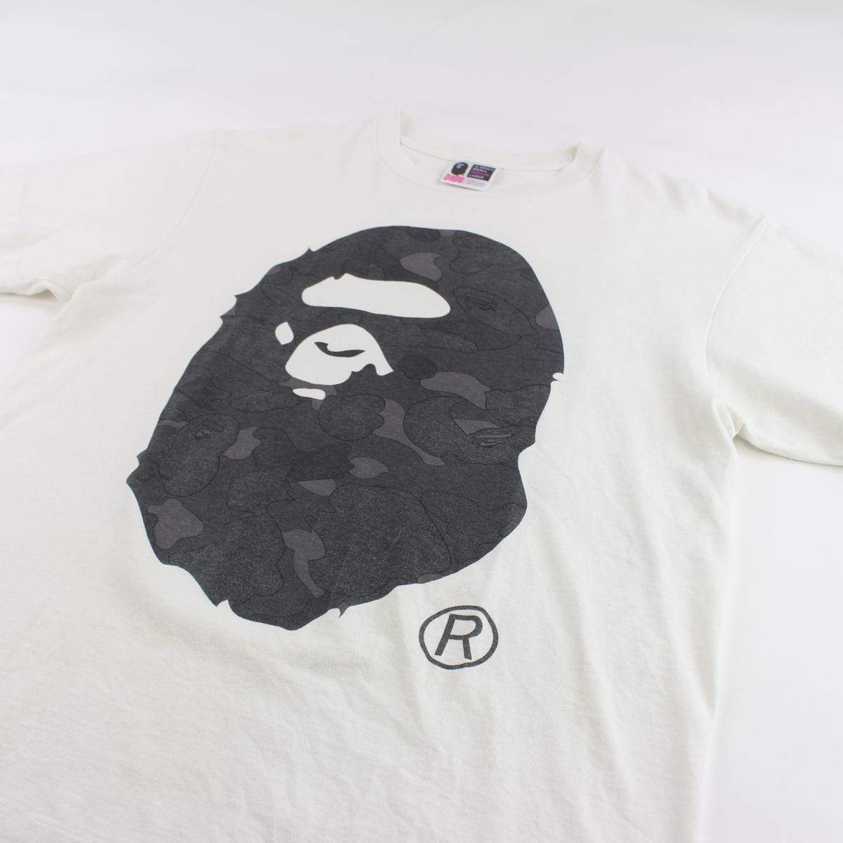 Bape Black Camo Big Ape Logo Tee White - SaruGeneral