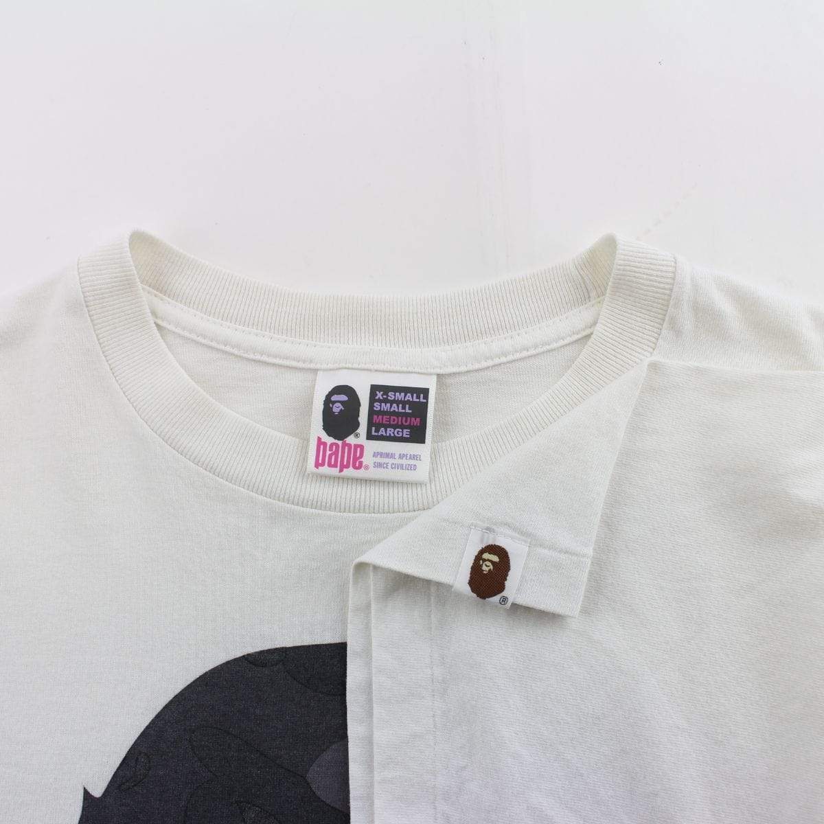 Bape Black Camo Big Ape Logo Tee White - SaruGeneral