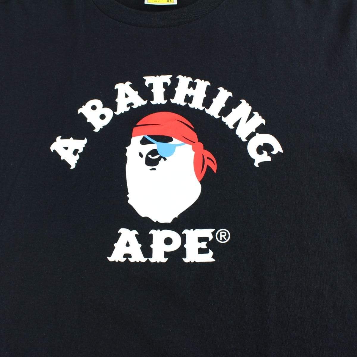 Bape Pirate Store College Logo Tee Black - SaruGeneral