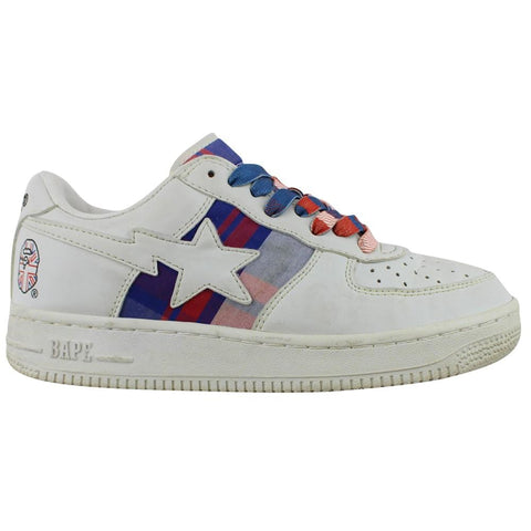 Bapesta Union Jack Rouge Plaid Blanc